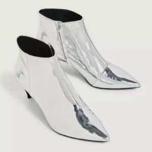 Zara Bowie Silver Ankle Booties